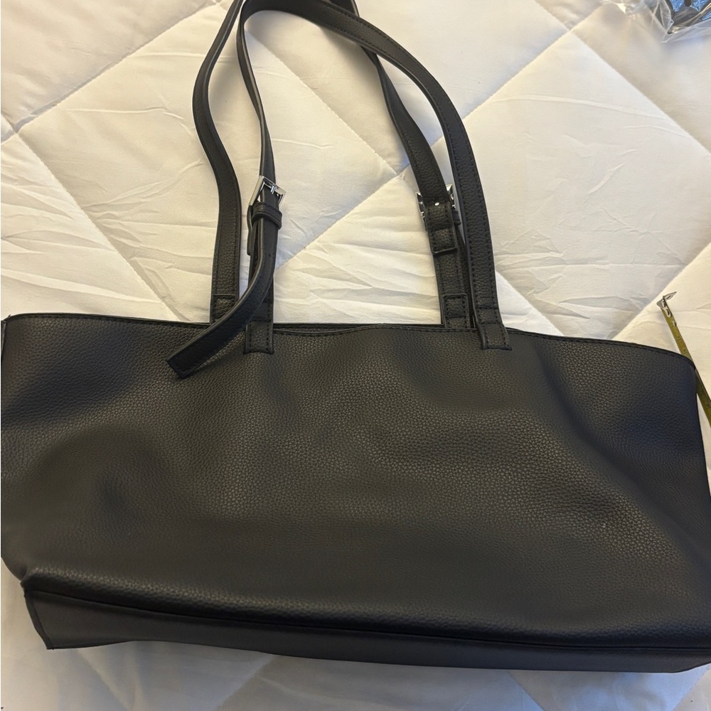 Black faux Leather Tote Bag